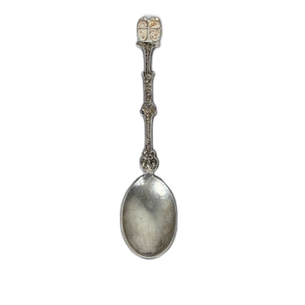Silver Plates Baby Spoon Made in Holland Antique Vintage Figural Clog